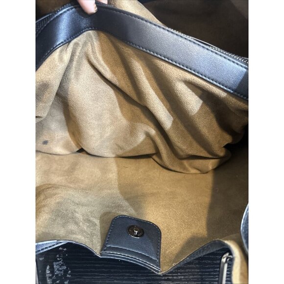 SANDRA ROBERTS SQUARED Leather Black Shoulder Bag - Picture 4 of 10